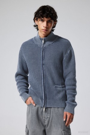 Weekday Mattias Regular Cardigan Niebieskie | NUEZ2580