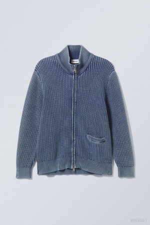 Weekday Mattias Regular Cardigan Niebieskie | WXFR7261