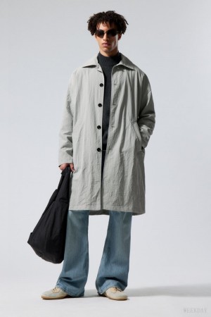 Weekday Matty Oversized Nylon Coat Szare | KFQO2142