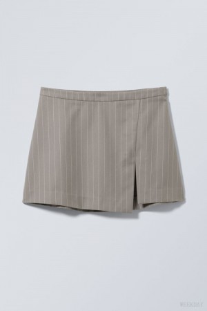 Weekday Mel Pinstripe Mini Skirt Szare | AFSU9810