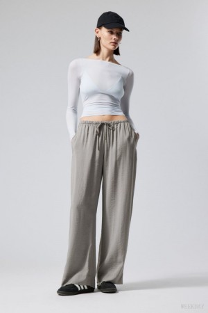 Weekday Mia Structured Trousers Szare | EGCN6192