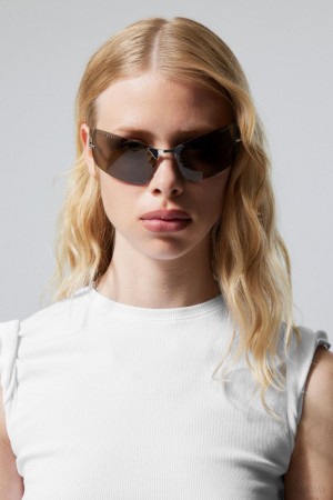 Weekday Mile Sunglasses Brązowe | IWYJ8159