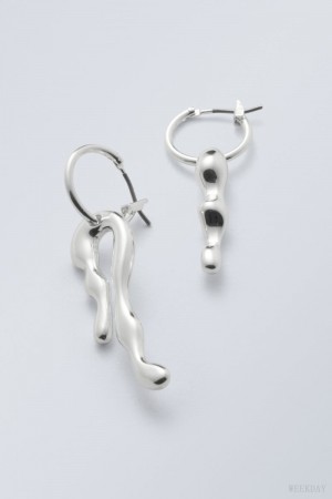 Weekday Millie Hoop Earrings Srebrne | CRRX5436