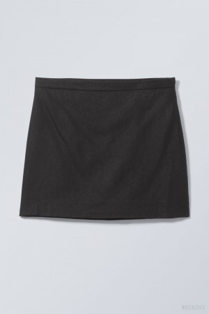 Weekday Millie Linen Mix Mini Skirt Czarne | AIVT8419