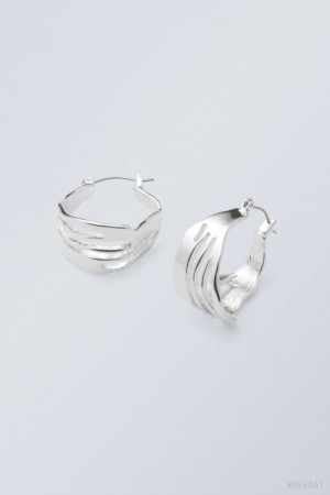 Weekday Motion Hoop Earrings Srebrne | HTLZ4828