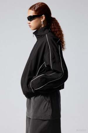 Weekday Nera Windbreaker Jacket Czarne | BCMQ0764