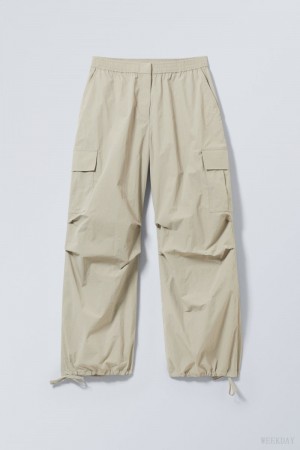 Weekday Nila Parachute Trousers Dusty Mole | PYGK7933