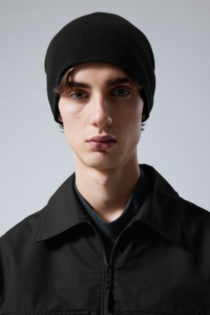Weekday No Fold Beanie Czarne | GMKG1226