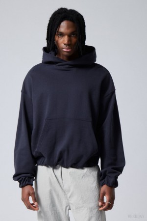 Weekday Nolan Boxy Hoodie Ciemny Niebieskie | FRNO2587