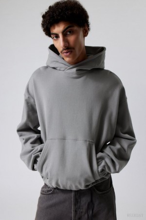 Weekday Nolan Boxy Hoodie Szare | ZJST0136
