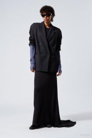 Weekday Norma Double Breasted Blazer Czarne | OWCJ7922