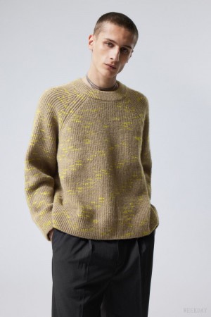 Weekday Norman Relaxed Raglan Swetry Dusty Mole Melange | CTBR3743