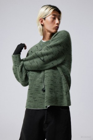 Weekday Norman Relaxed Raglan Swetry Zielone | FXJW7229