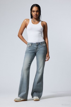 Weekday Nova Low Slim Bootcut Jeans Niebieskie | XLFN2423