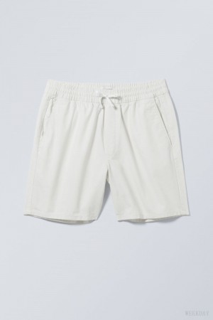 Weekday Olsen Regular Shorts Białe | LPTF6855