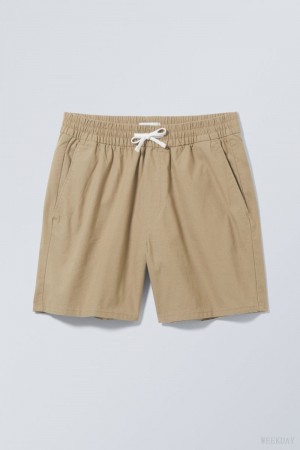Weekday Olsen Regular Shorts Ciemny Beżowe | NQTC3415