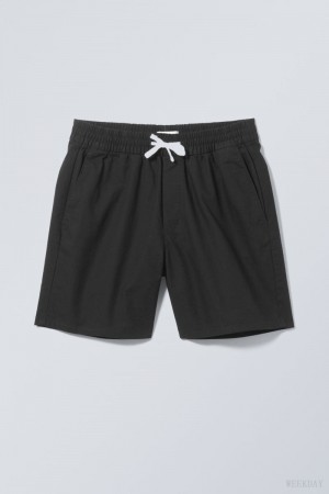 Weekday Olsen Regular Shorts Czarne | YTGN6240