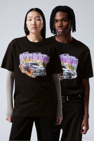 Weekday Oversized Grafiką Printed T-shirt Pure Power Champion | TIWR5264