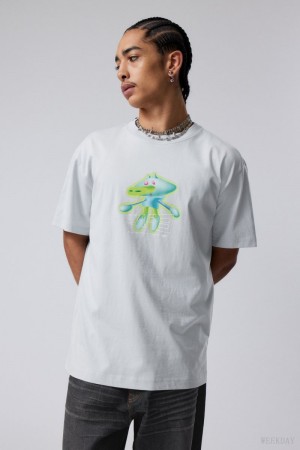 Weekday Oversized Grafiką Printed T-shirt Techno Guy | RDYO1370
