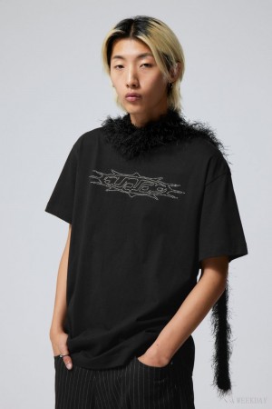 Weekday Oversized Grafiką Printed T-shirt Destiny Rhinestones | ELLB7200