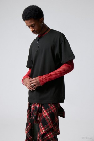 Weekday Oversized Grafiką Printed T-shirt Czarne | TNZP3756