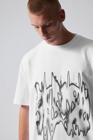Weekday Oversized Grafiką Printed T-shirt Szare | FEDX0441