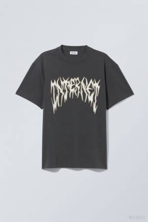 Weekday Oversized Grafiką Printed T-shirt Internet | HESD4998