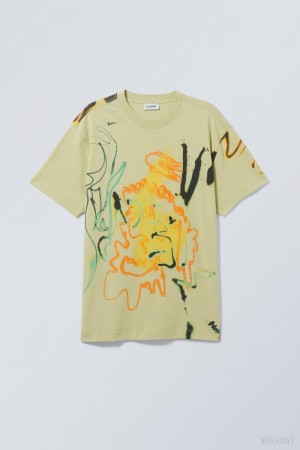 Weekday Oversized Grafiką Printed T-shirt Airbrushed | YAEQ3591