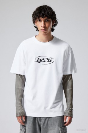 Weekday Oversized Grafiką Printed T-shirt Erazer | QKLR7369