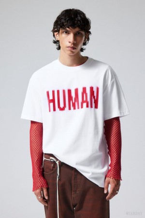 Weekday Oversized Grafiką Printed T-shirt Human | HOSZ2237