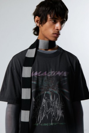 Weekday Oversized Grafiką Printed T-shirt Czarne | HCPT7504