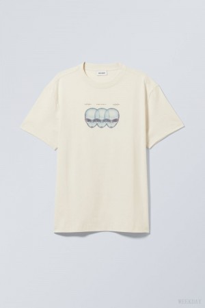 Weekday Oversized Grafiką Printed T-shirt Free Party | XZFY8393