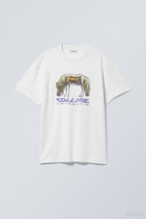 Weekday Oversized Grafiką Printed T-shirt AI Collage Horse | OJAC3058