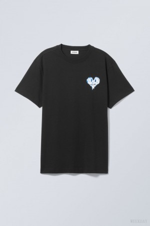 Weekday Oversized Grafiką Printed T-shirt Angry Heart | ESJZ4348