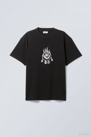 Weekday Oversized Grafiką Printed T-shirt Happy Flame | POVH7145