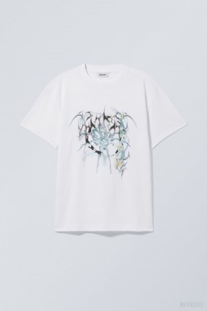 Weekday Oversized Grafiką Printed T-shirt Spider Stars | OJLK7443