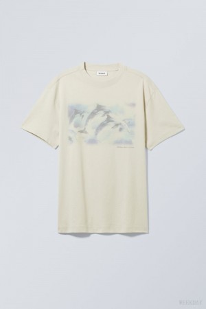 Weekday Oversized Grafiką Printed T-shirt Fantasy Dolphin | FWKZ1316