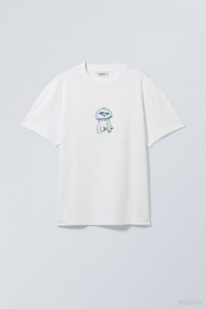 Weekday Oversized Grafiką Printed T-shirt Fioletowe Zielone | HNWX2149