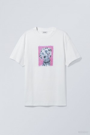 Weekday Oversized Grafiką Printed T-shirt Dalmatian | LQNZ2000