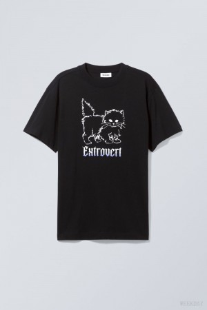 Weekday Oversized Grafiką Printed T-shirt Extrovert | VJFP4332
