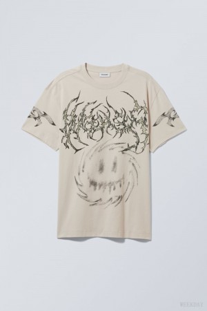 Weekday Oversized Grafiką Printed T-shirt Swirly Monster | IQGH2830