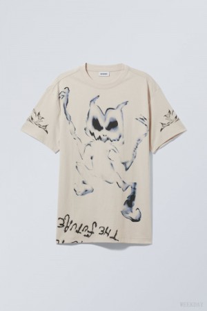 Weekday Oversized Grafiką Printed T-shirt Dancing Monster | HHBA9425