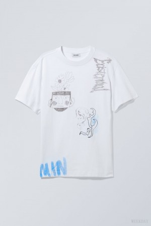 Weekday Oversized Grafiką Printed T-shirt Existential | ZIBD4168