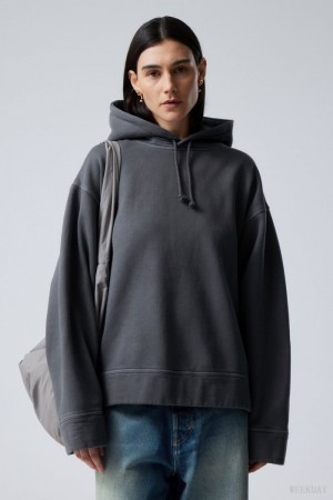 Weekday Oversized Heavyweight Hoodie Ciemny Niebieskie | KZEL6549