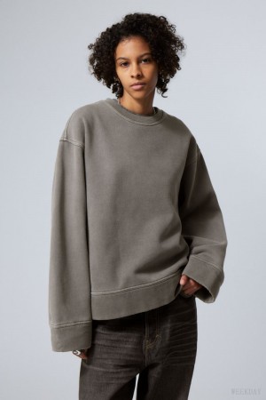 Weekday Oversized Heavyweight Sweatshirt Szare | YXTG9710
