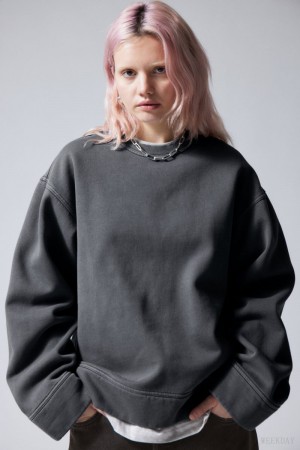 Weekday Oversized Heavyweight Sweatshirt Szare | VZPT2857