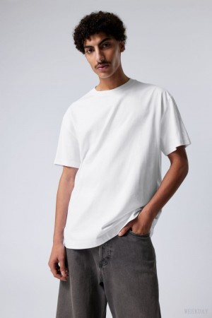 Weekday Oversized Heavyweight T-shirt Białe | RDOC4383