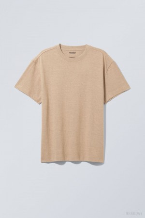 Weekday Oversized Heavyweight T-shirt Brązowe | TNXT6621