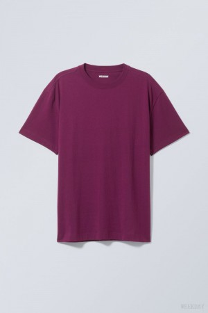 Weekday Oversized Heavyweight T-shirt Ciemny | PRIN1449
