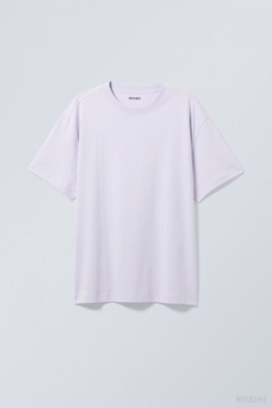 Weekday Oversized Heavyweight T-shirt Fioletowe | IODW0859